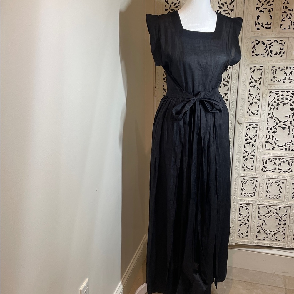 Doen Black Maxi Dress with Gathered Skirt